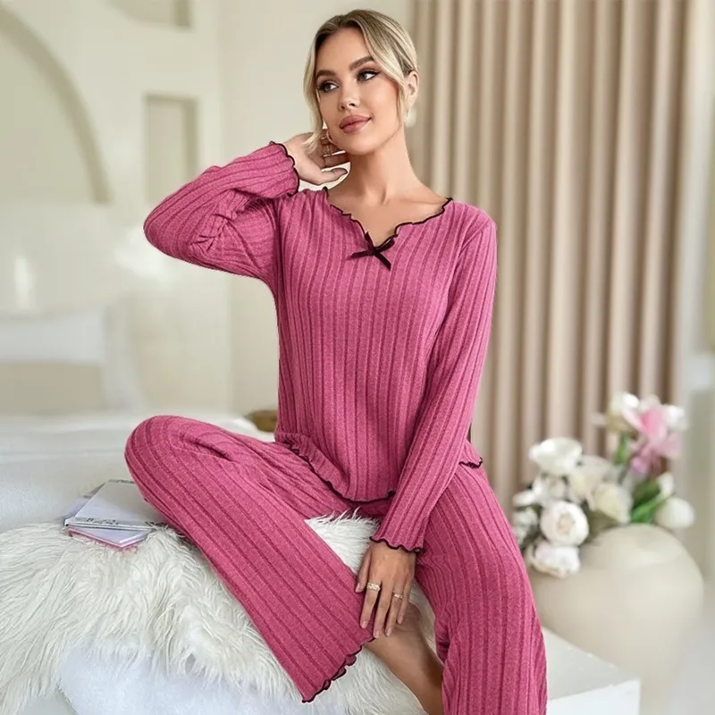 pajama set, womens pajamas, winter pajamas, ribbed pajama set, ribbed pajamas