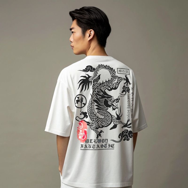 oversized t shirt, loose t shirt, dragon t shirt
