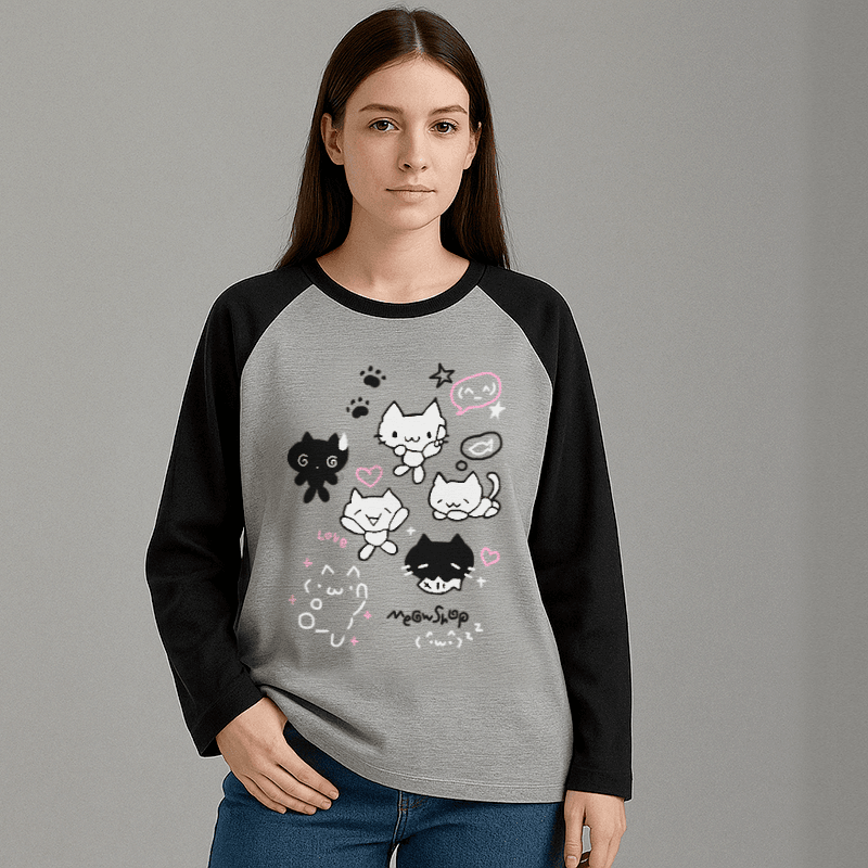 main_Women’s Cute Cats Print Kawaii Loose Sweatshirt