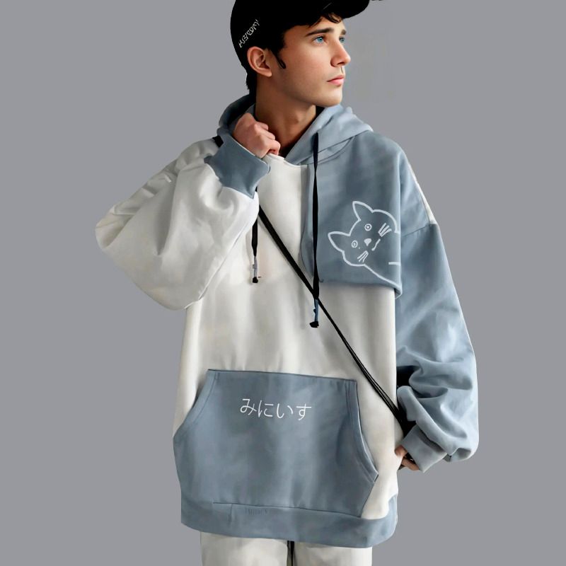 mens hoodie,loose hoodie, japanese hoodie, japanese style hoodie