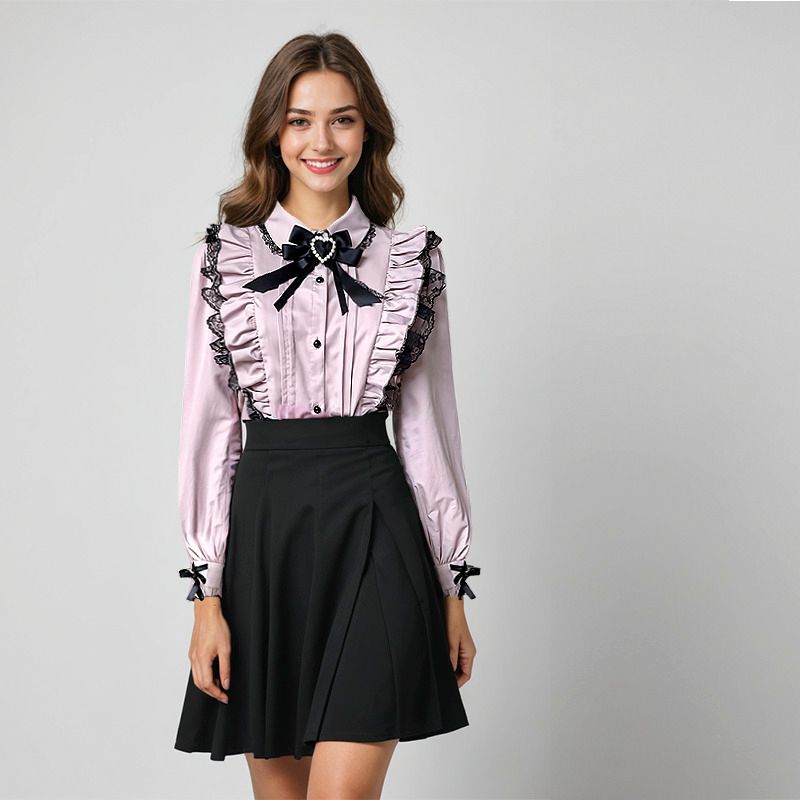 blouse, ruffle shirt, bow blouse, kawaii shirt