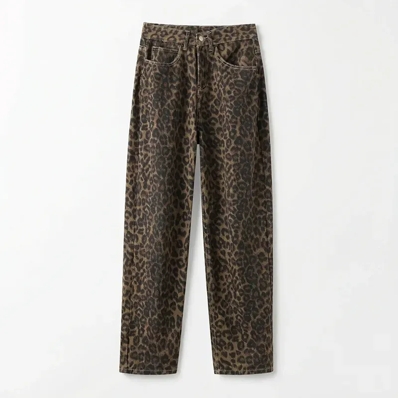 women jeans, wide leg jeans, leopard jeans, wide leg pants, denim pants