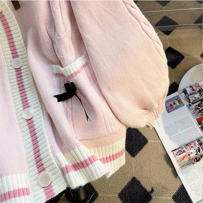 women cardigan, knitted cardigan, button cardigan, cardigan with bows